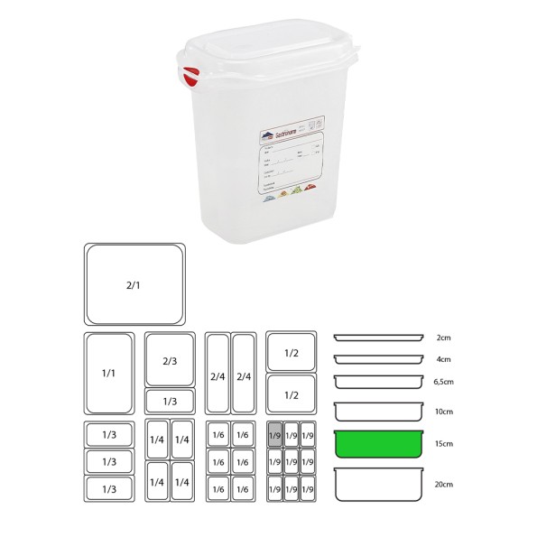 ΔΟΧΕΙΟ ΤΡΟΦΙΜΩΝ GN1/9-15hcm
